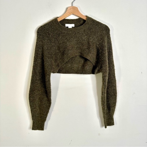 H&M Cropped Sweater Cozy Forest Green - Picture 2 of 8